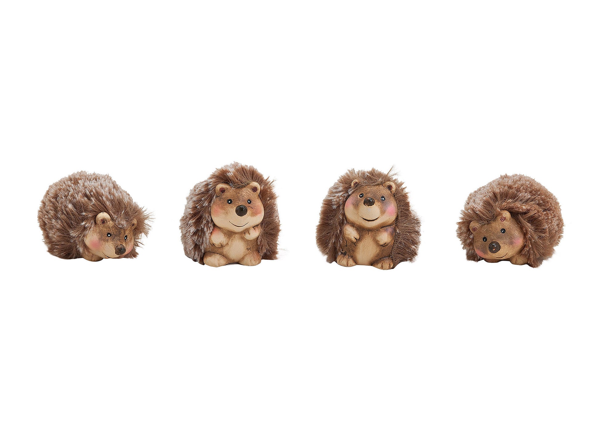 ROOST Deko-Igel – 6 × 5 × 7,5 cm – Ton & Kunstfell, Mehrfarbig