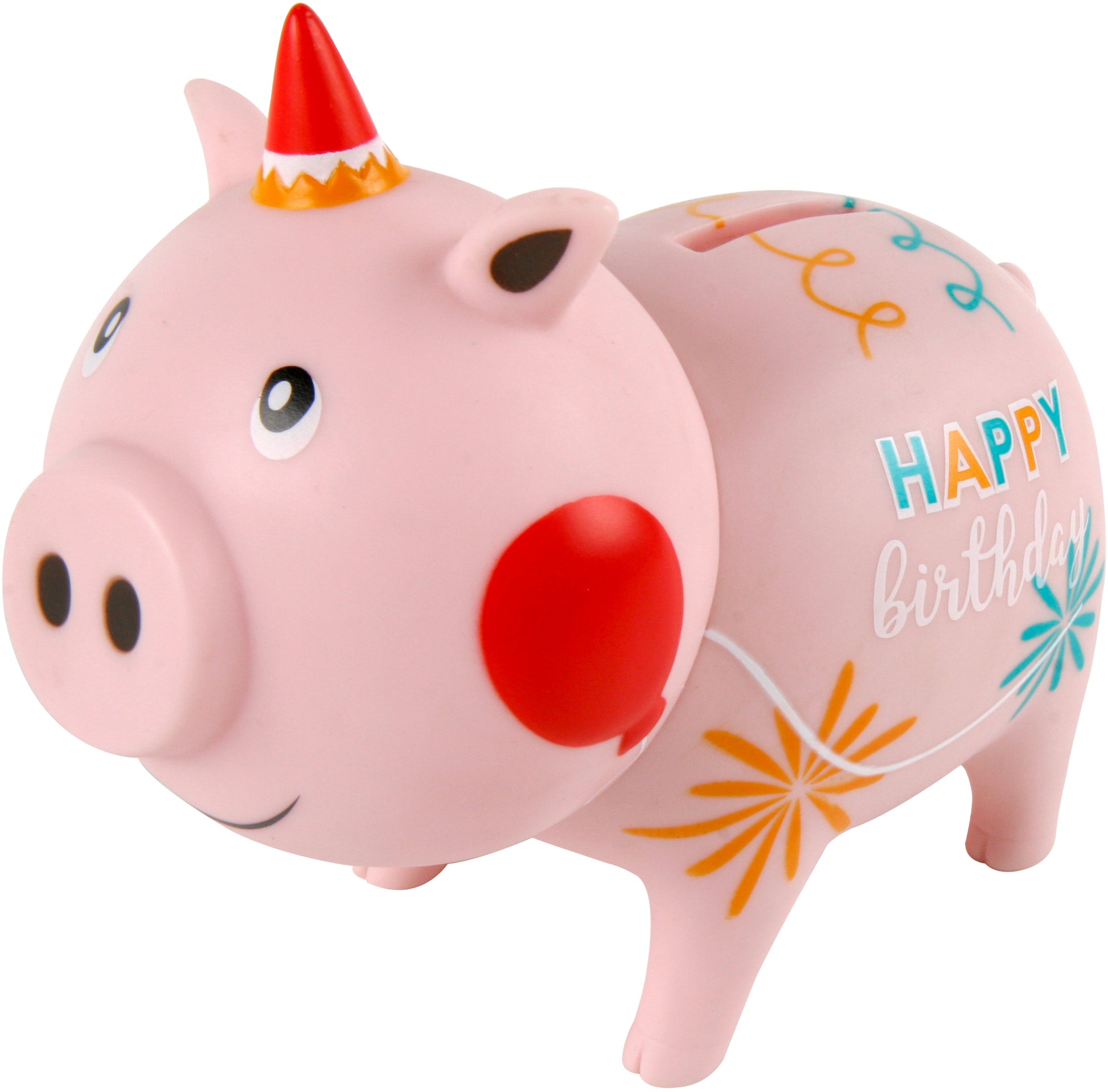 ROOST Sparschwein Happy Birthday – Vinyl – 17,1 × 9,3 × 12,7 cm