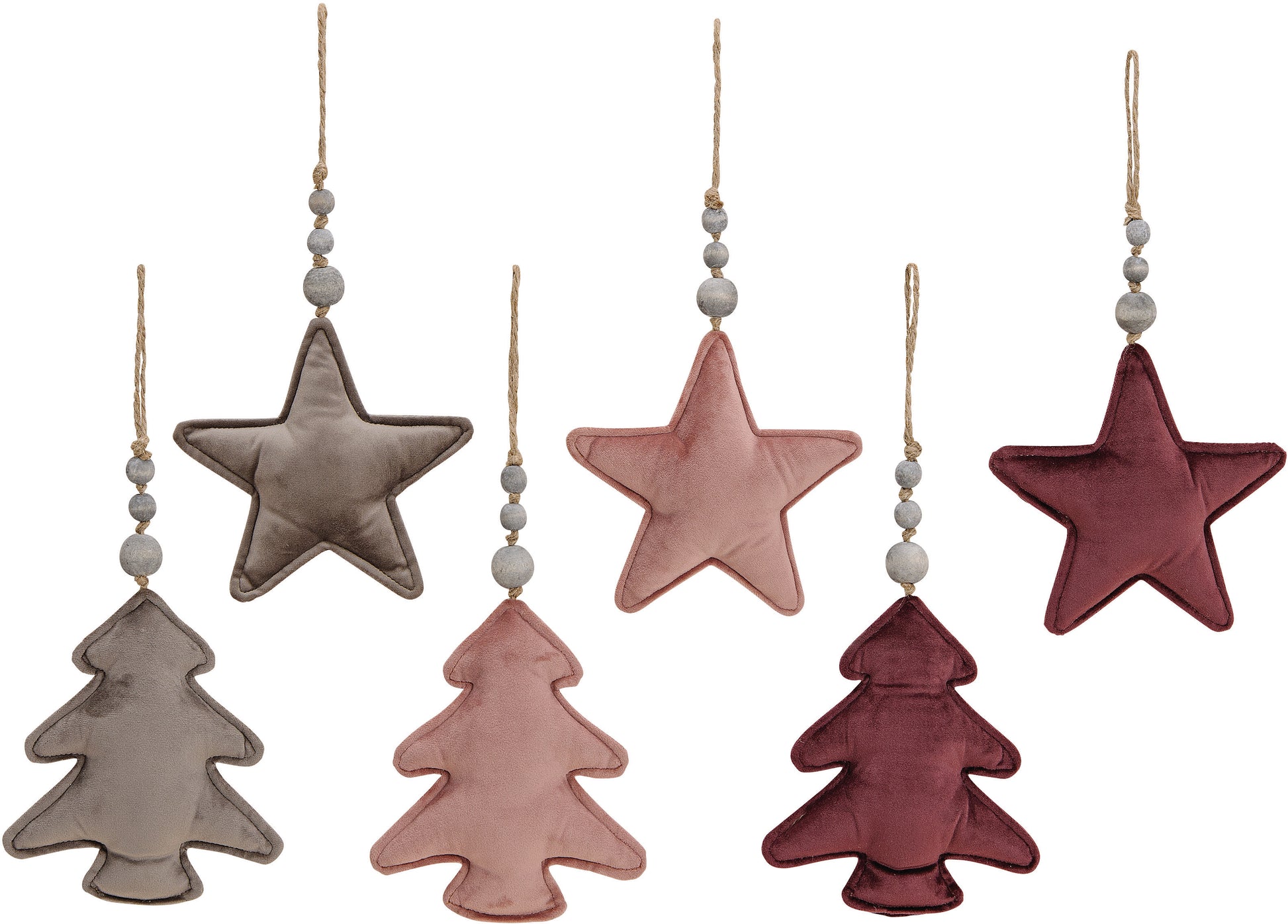 ROOST Weihnachtshänger – 33 × 17 × 5,5 cm – Samt, mehrfarbig – 6-teilig