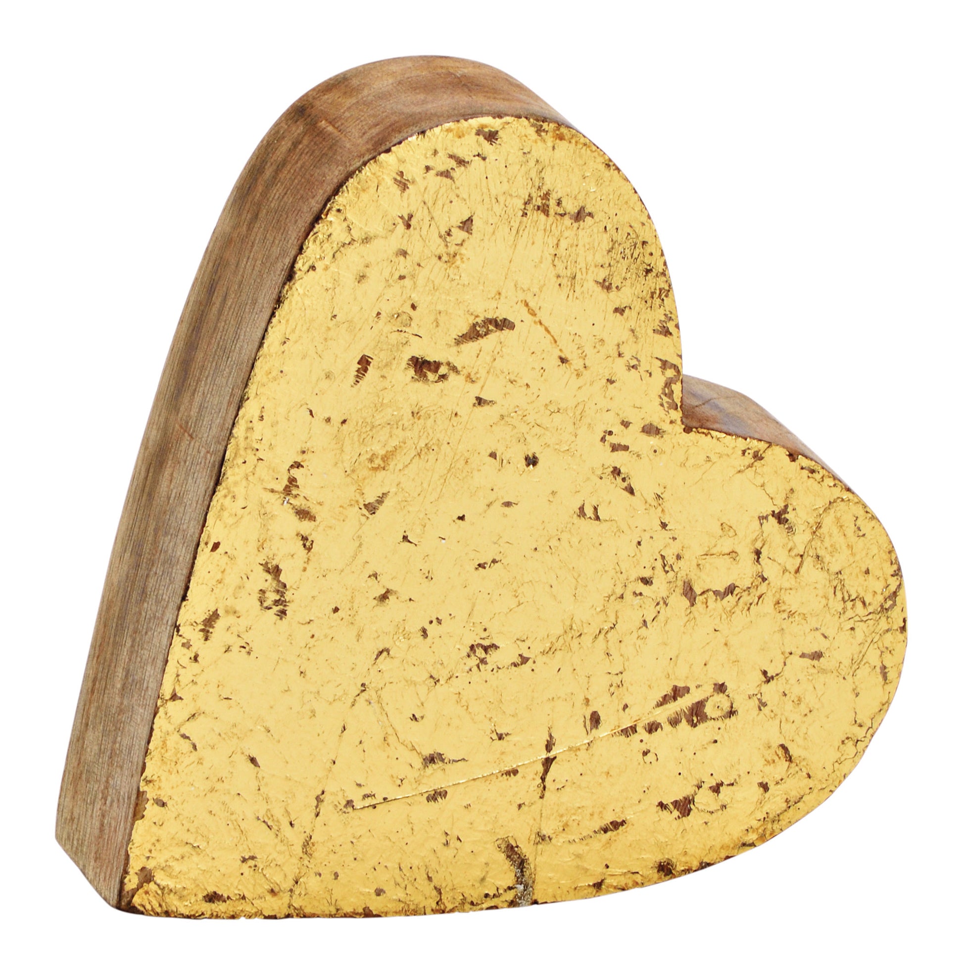 ROOST Herz – 16 × 15,5 × 4 cm – Mangoholz, Gold