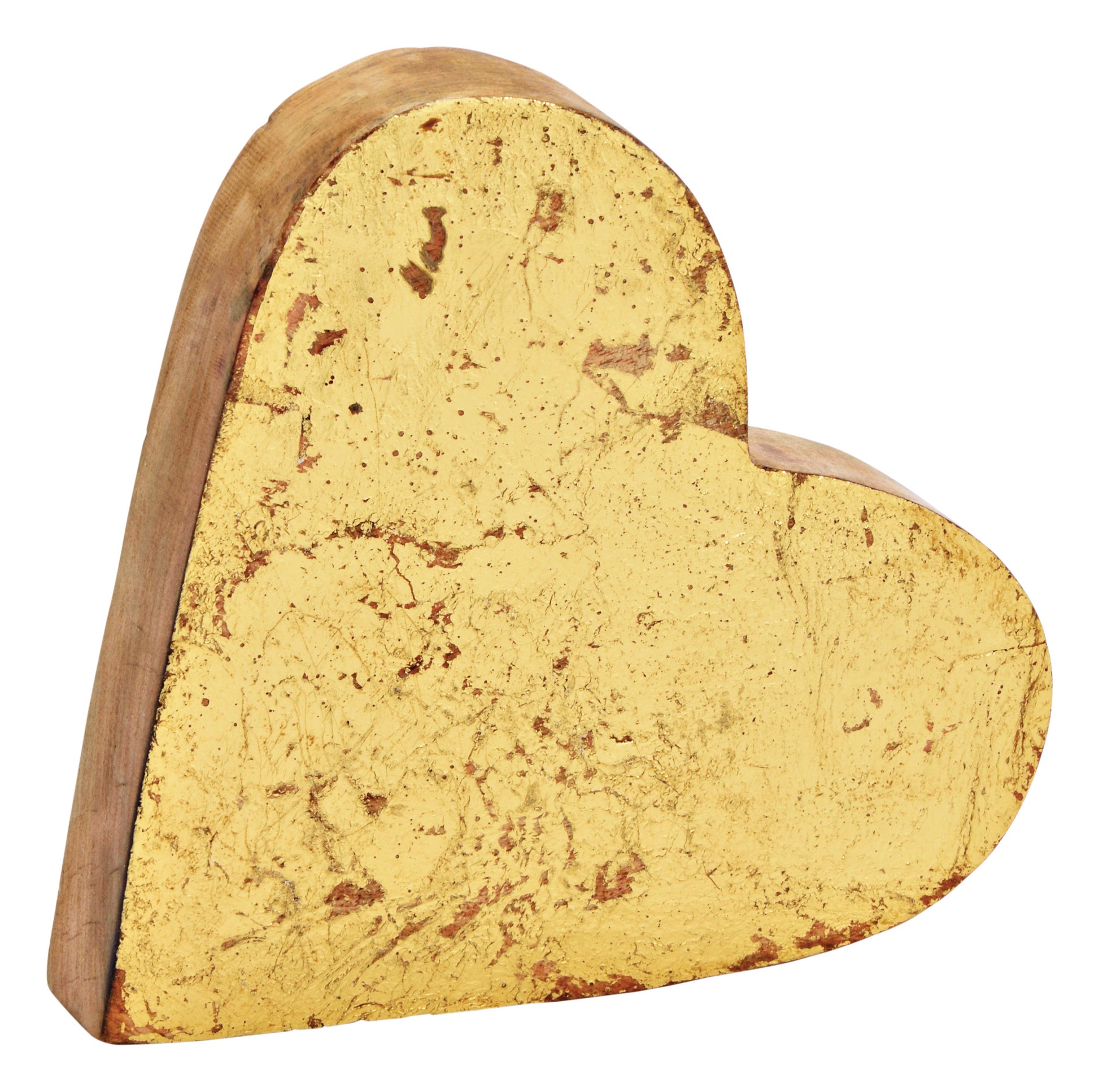 ROOST Herz – 20 × 20 × 4,5 cm – Mangoholz, Gold