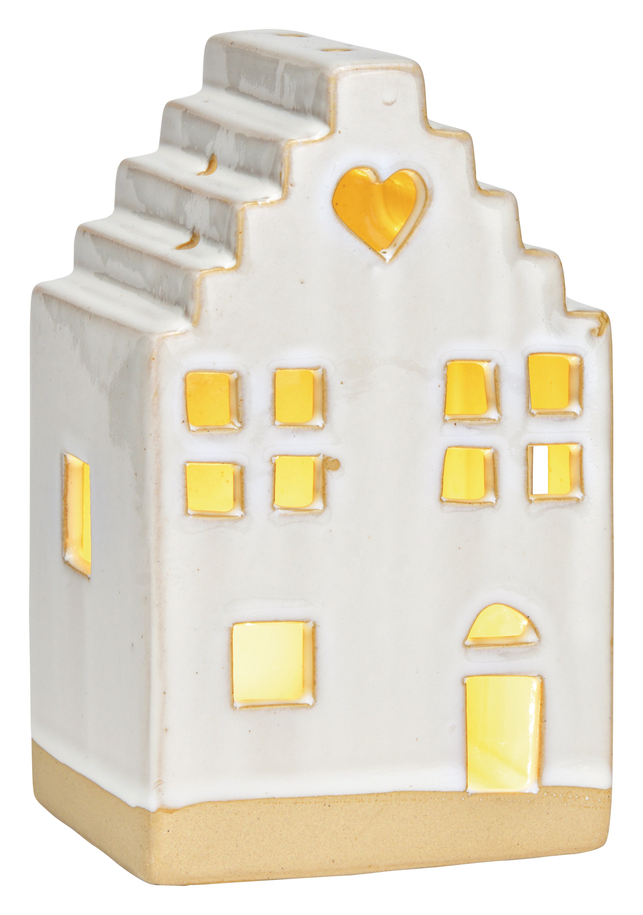 ROOST Windlicht – Keramik, weiss – 9 × 17 × 10.5 cm