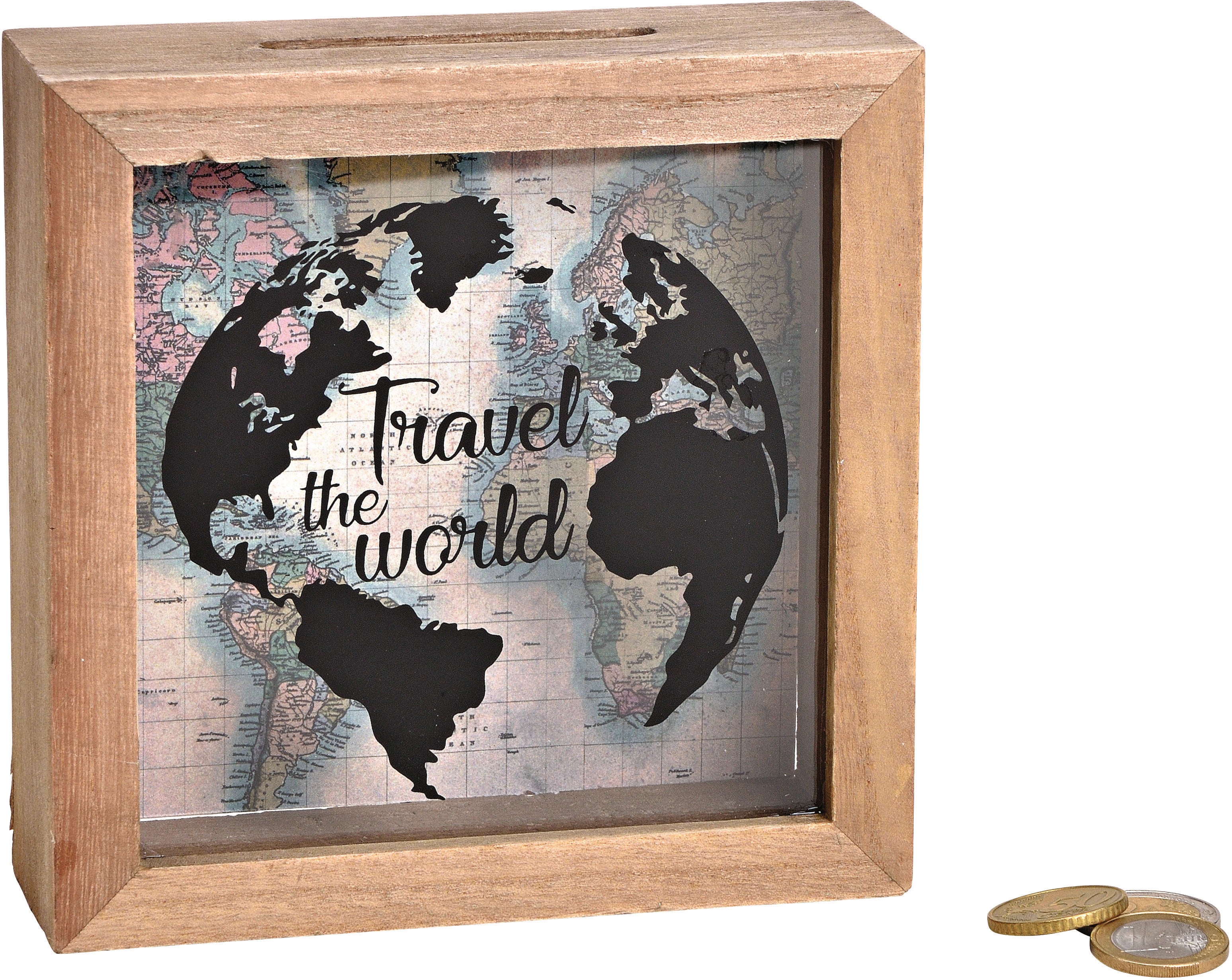 ROOST Sparbüchse Travel the World – Keramik – 15,2 × 5,2 × 15,2 cm