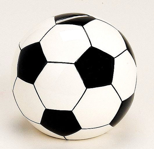 ROOST Spardose Fussball – Keramik, schwarz/weiss – 14,5 × 13,5 × 14,3 cm