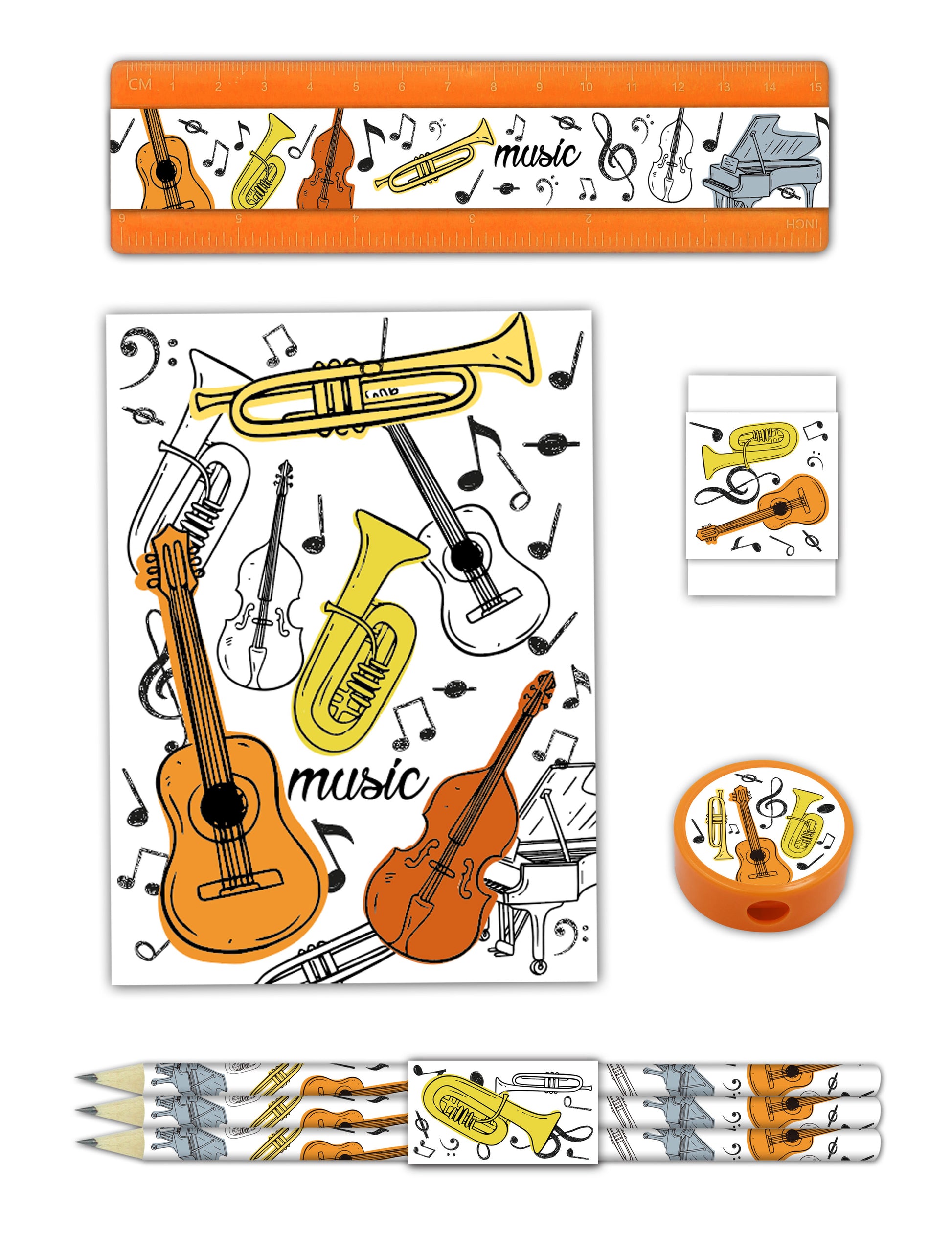 ROOST Schlamperetui, 7-teilig, Musik, 12,8 × 2,6 × 19,8 cm