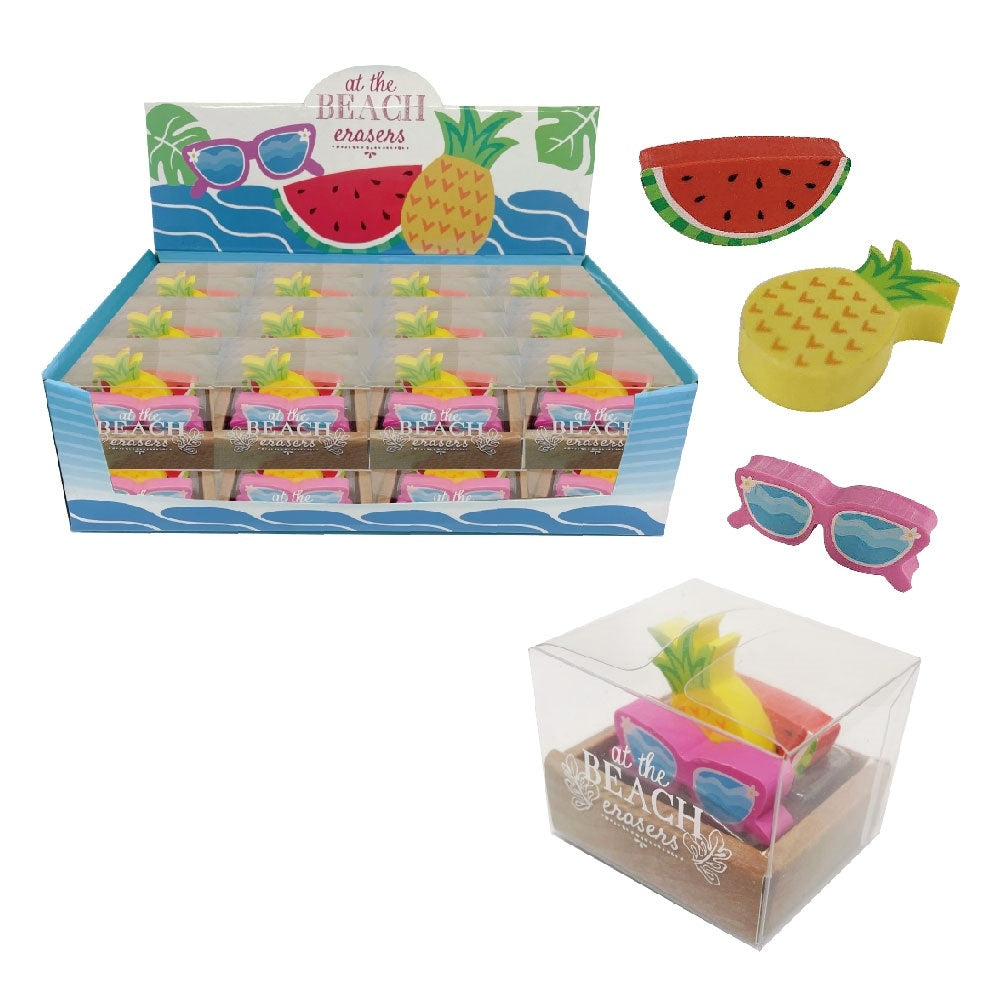 ROOST Motiv-Radiergummi Beach 4457 – 50 × 40 × 40 mm, 4er-Set