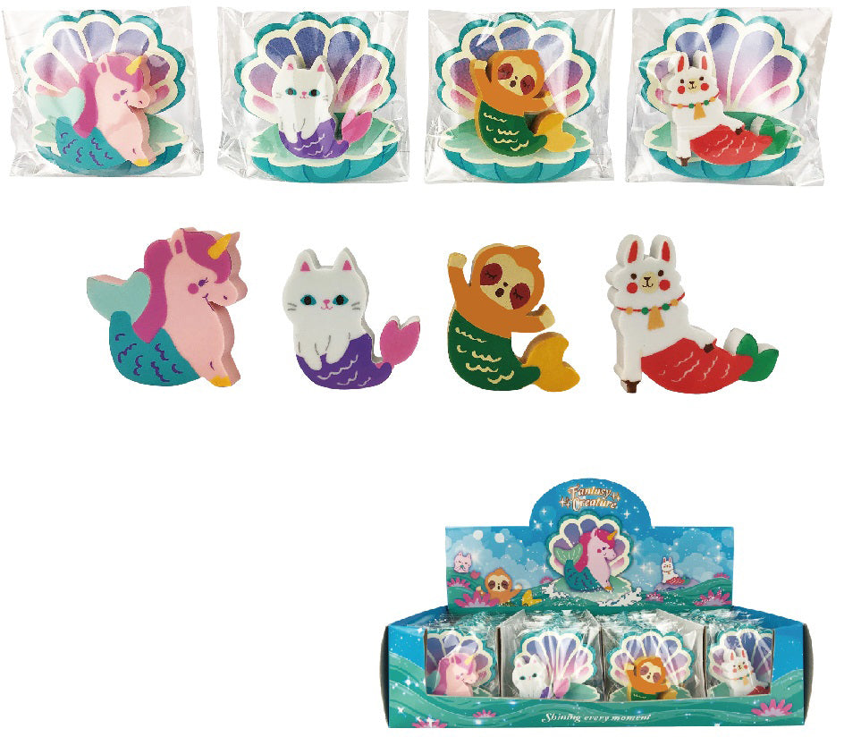 ROOST Motiv-Radiergummi Animal Radiergummi 4523 – 55 × 55 × 15 mm, farbig sortiert, 4er-Set