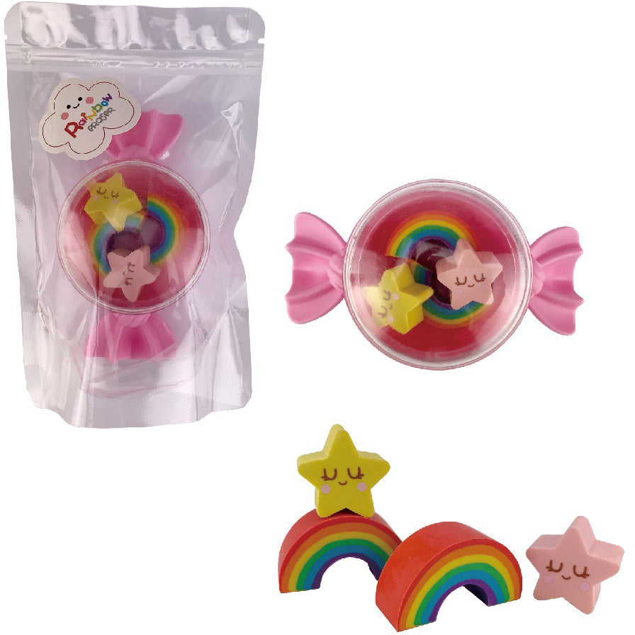 ROOST Motiv-Radiergummi 4533 Regenbogen & Stern – 165 × 111 × 50 mm