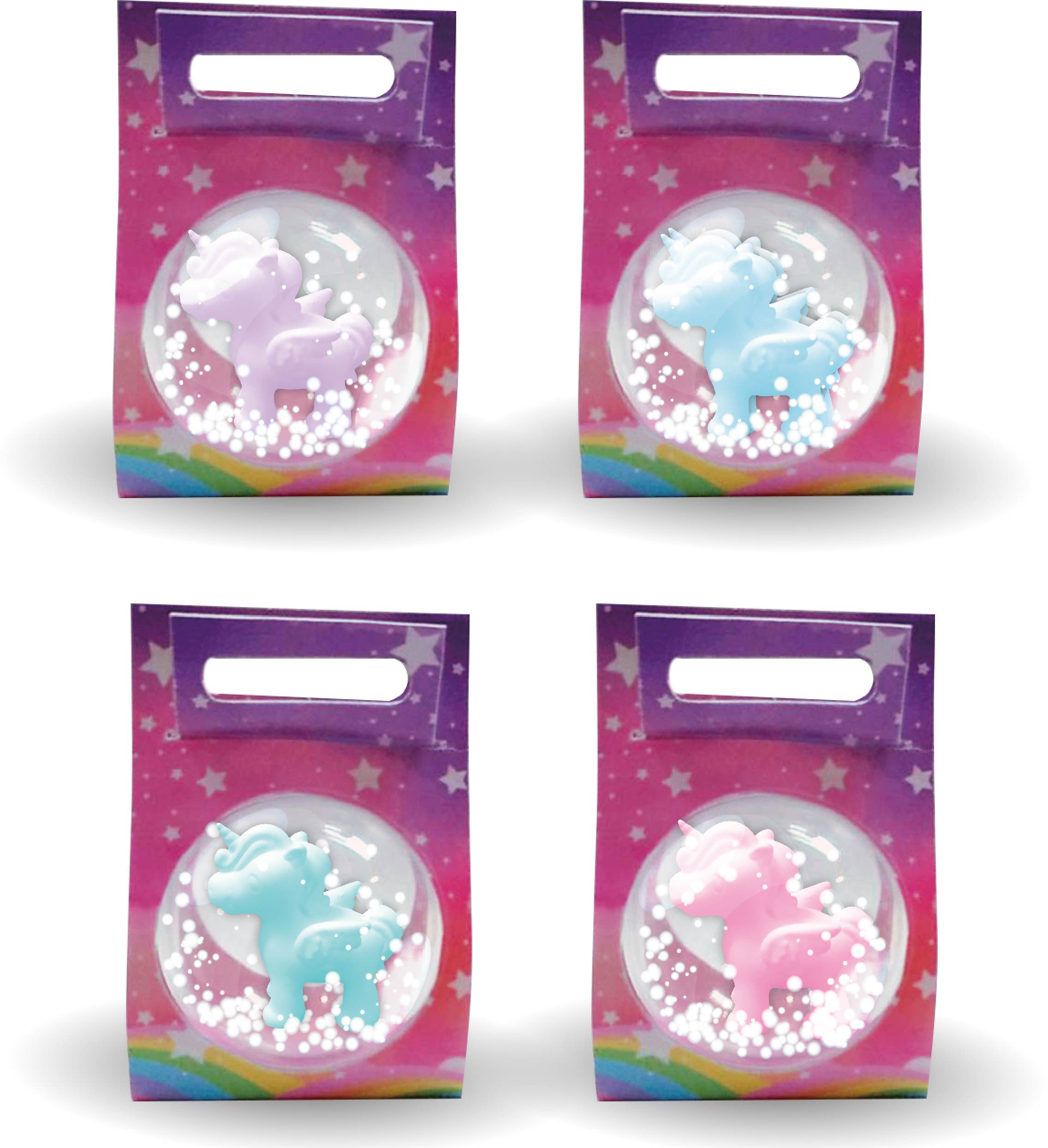 ROOST Motiv-Radiergummi Einhorn Kristallkugel – 3D, 60 × 50 × 85 mm, farbig sortiert, 4er-Set