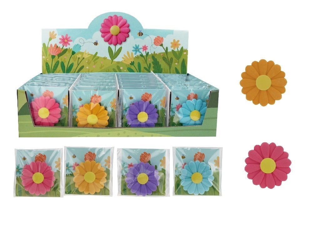 ROOST Motiv-Radiergummi Blumen 4558 – 3D-Form, 50 × 50 × 10 mm, farbig sortiert