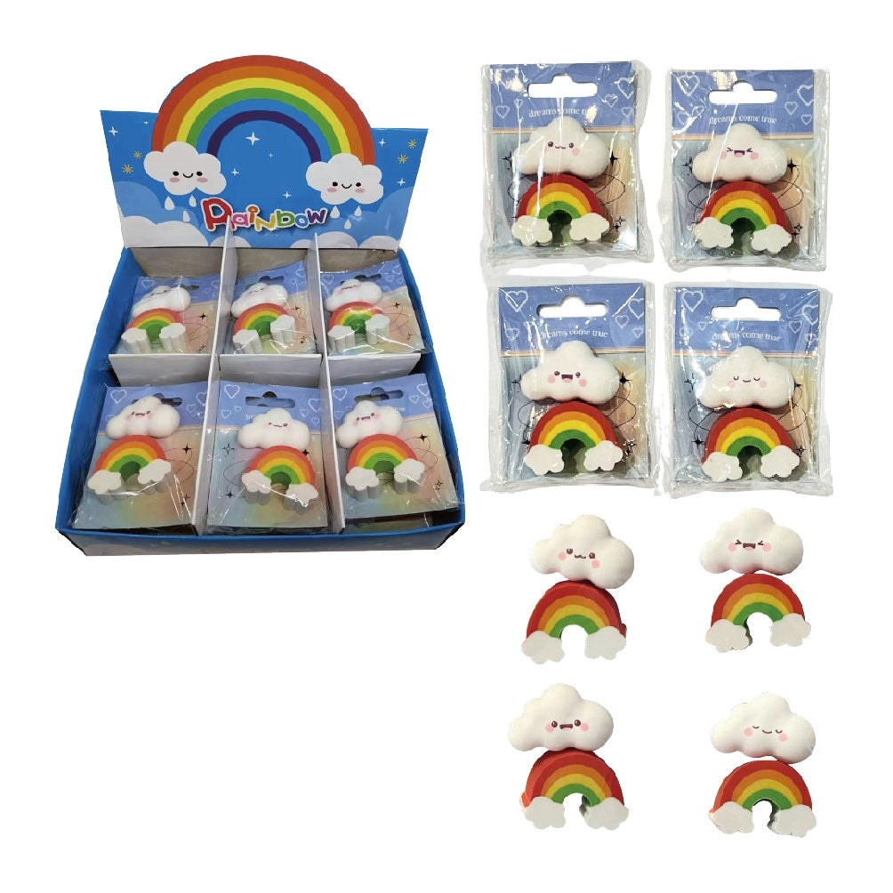 ROOST Motiv-Radiergummi 3D 4563 Wolke & Regenbogen – farbig sortiert, 60 × 80 × 20 mm