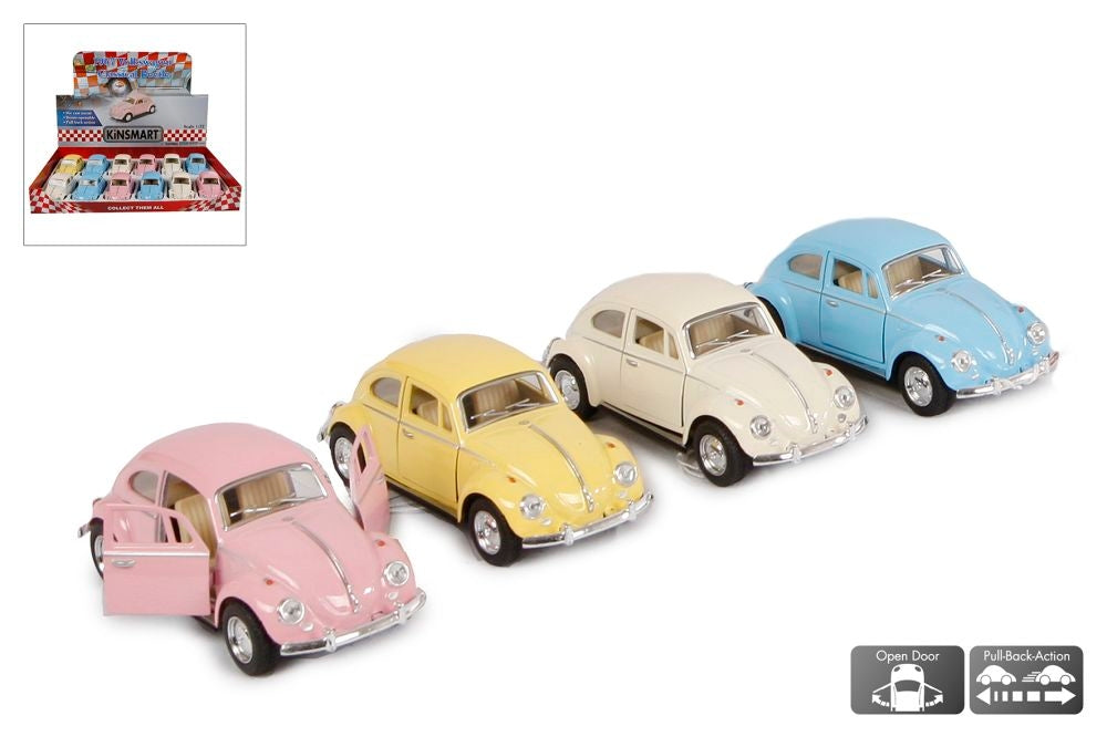 ROOST Spielzeugauto VW Classical Beetle 520058 – Pull-back – Pastell – 5 × 4,5 × 13 cm