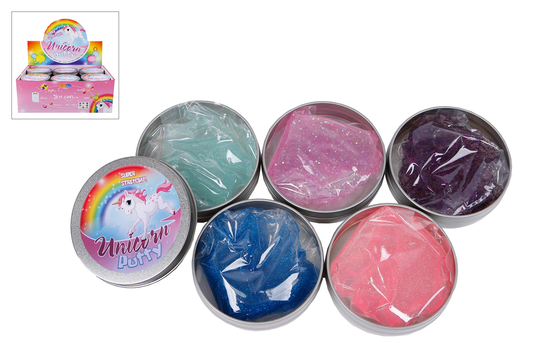 ROOST Intelligente Knete – Einhorn – Glitzer – 8,4 × 2,4 × 8,4 cm