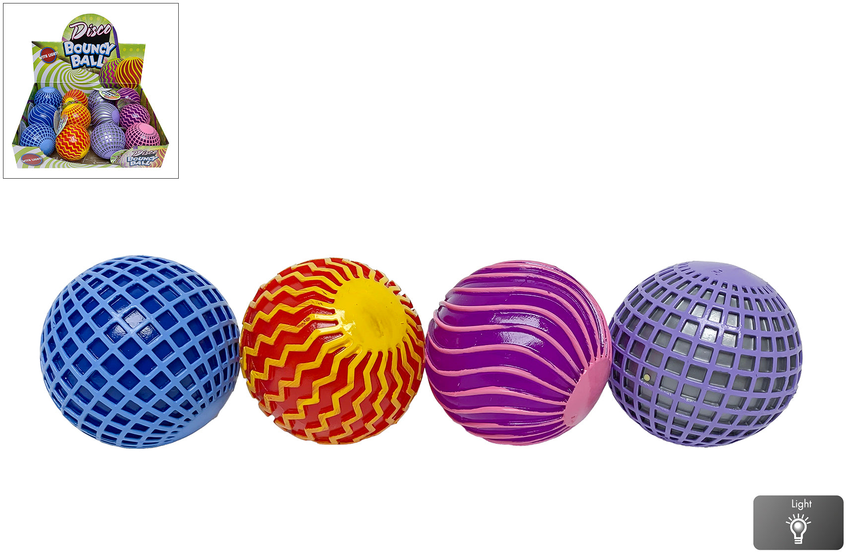 ROOST Fidget-/Stressball Disco – Ø 6,5 cm – mit Licht – mehrfarbig
