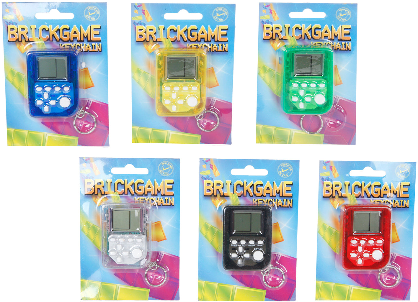 ROOST Mini Brickgame Schlüsselanhänger – 26 Spiele, Sortiert, 130 × 90 × 20 mm