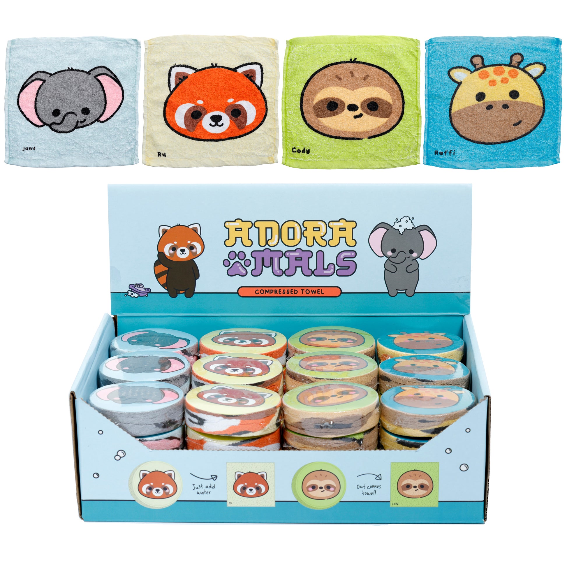 ROOST Magic Towel Waschlappen Wildtiere CT12 – 6,5×6,5 cm, Assortiert, 2er-Set
