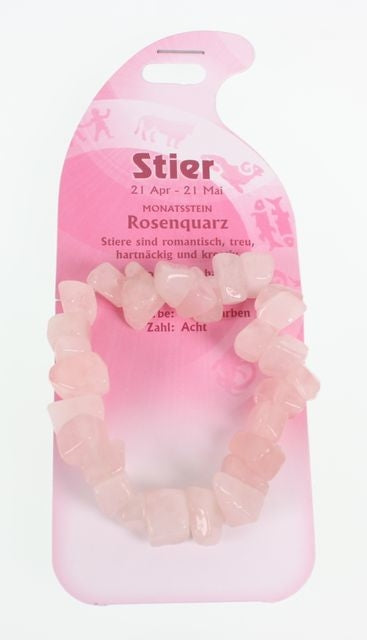 ROOST Armband Stier G238 – Rosenquarz – 15,5 cm