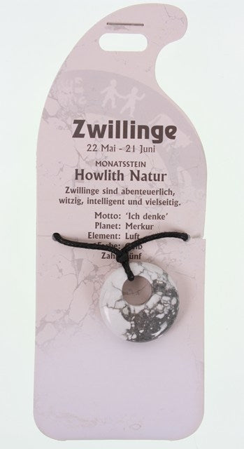 ROOST Halsband G251 – Zwilling – 152 × 60 × 18 mm – Howlith, natur – 15 g
