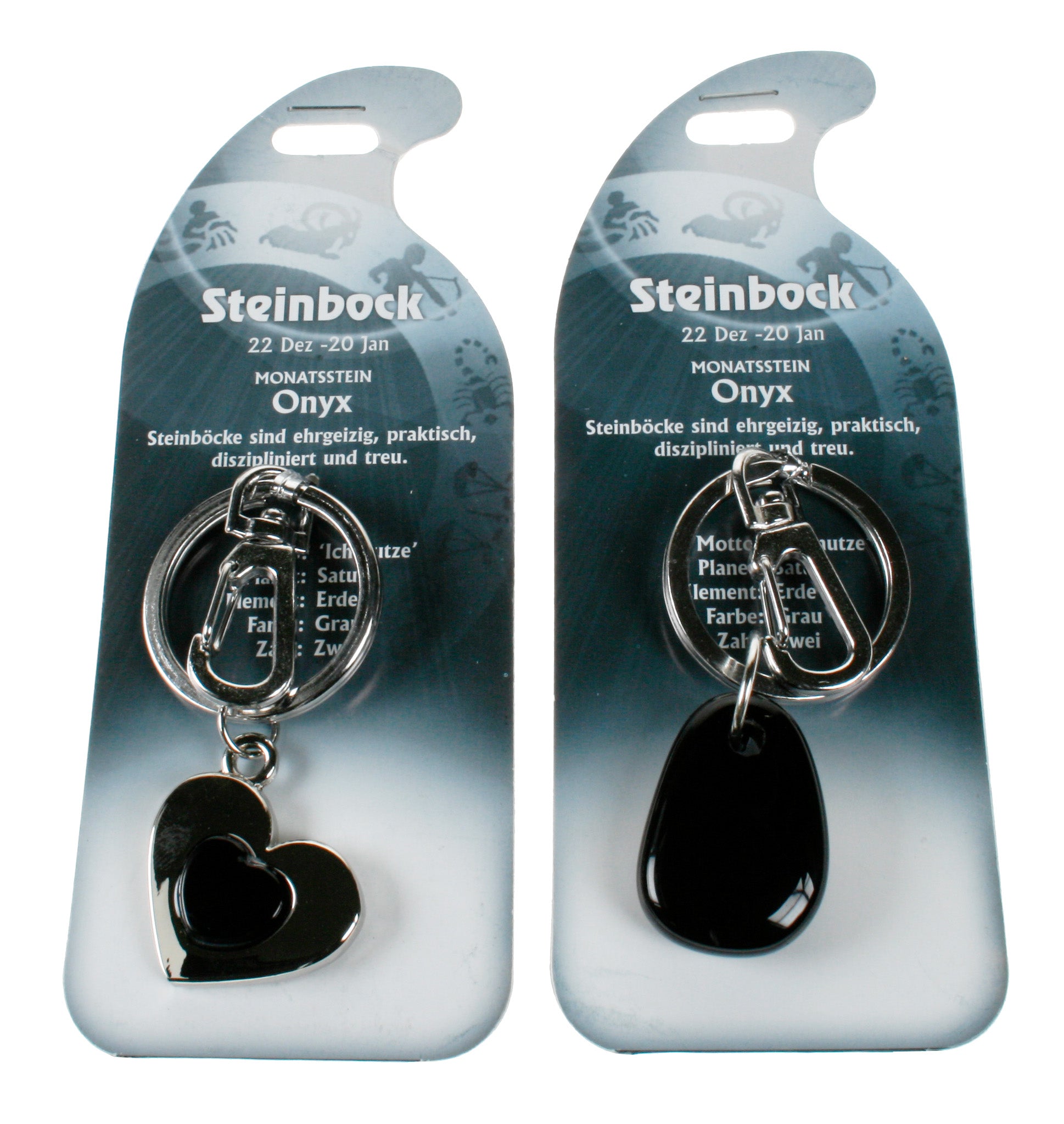 ROOST Schlüsselanhänger Steinbock G270 – Onyx, 155 × 62 × 18 mm