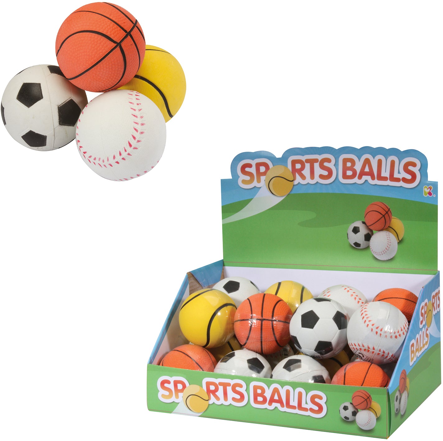 ROOST Fidget-/Stressball Sport – 6 × 6 × 5,7 cm – 4 Stück – Mehrfarbig