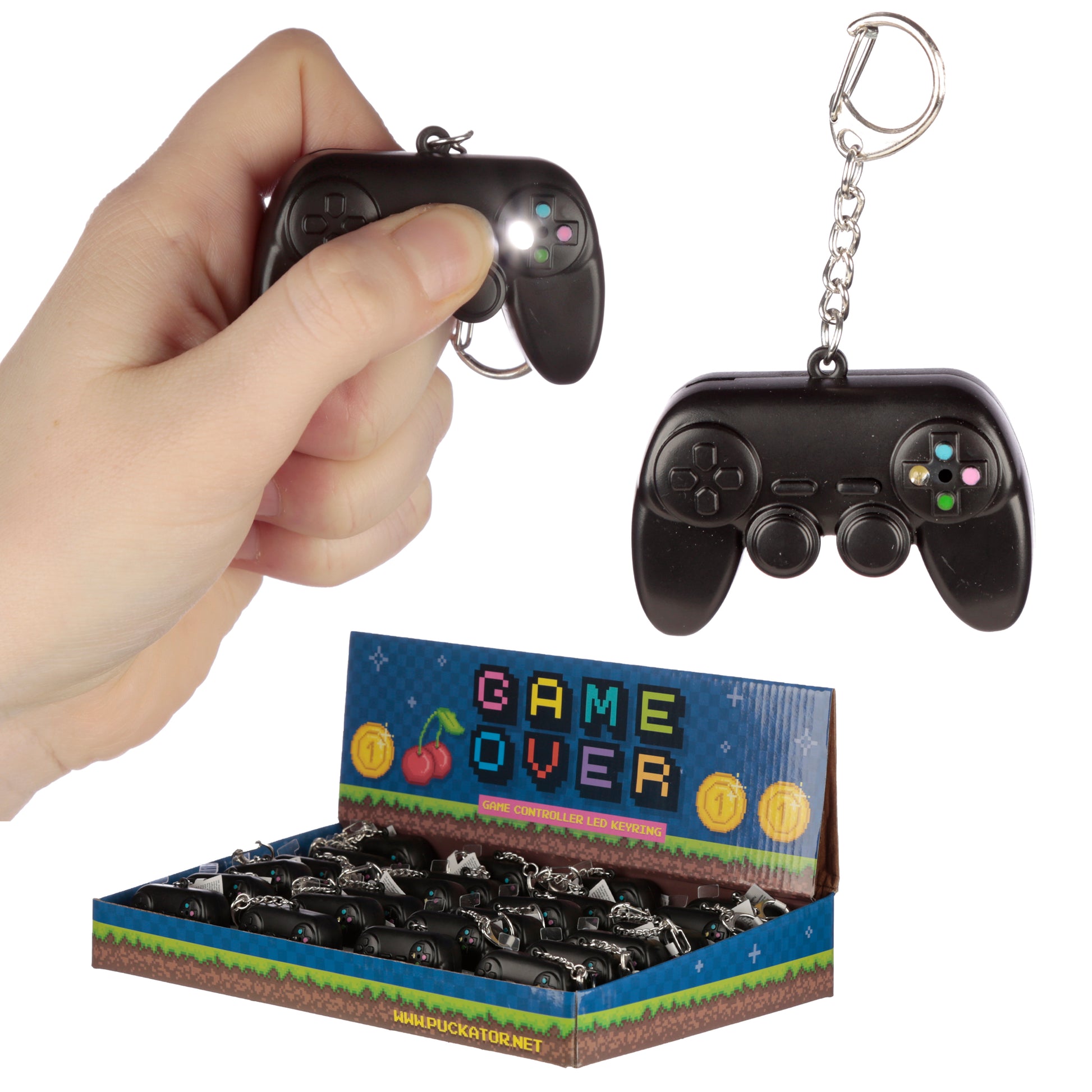 Roost LED-Schlüsselanhänger Game Over – Licht und Sound, 57 × 30 × 57 mm