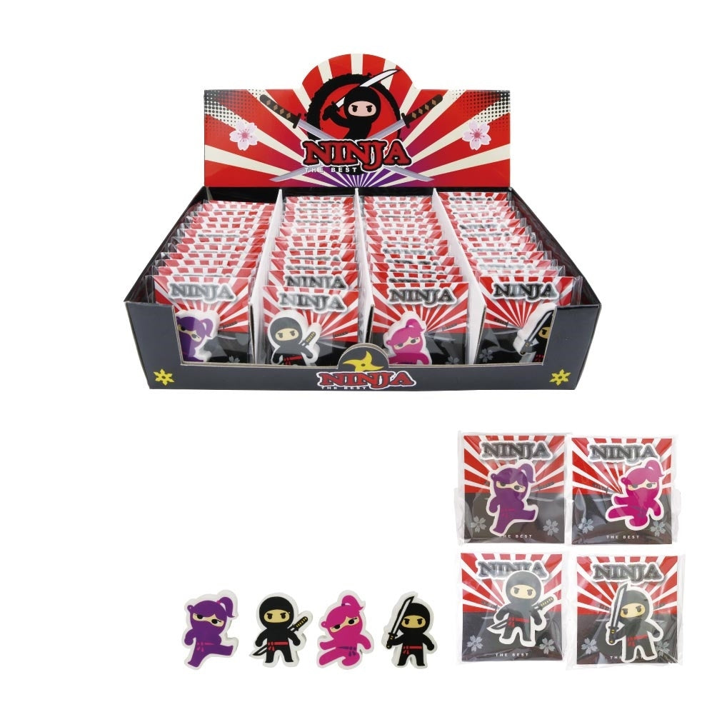 ROOST Motiv-Radiergummi Ninja – 55 × 55 × 10 mm, farbig sortiert