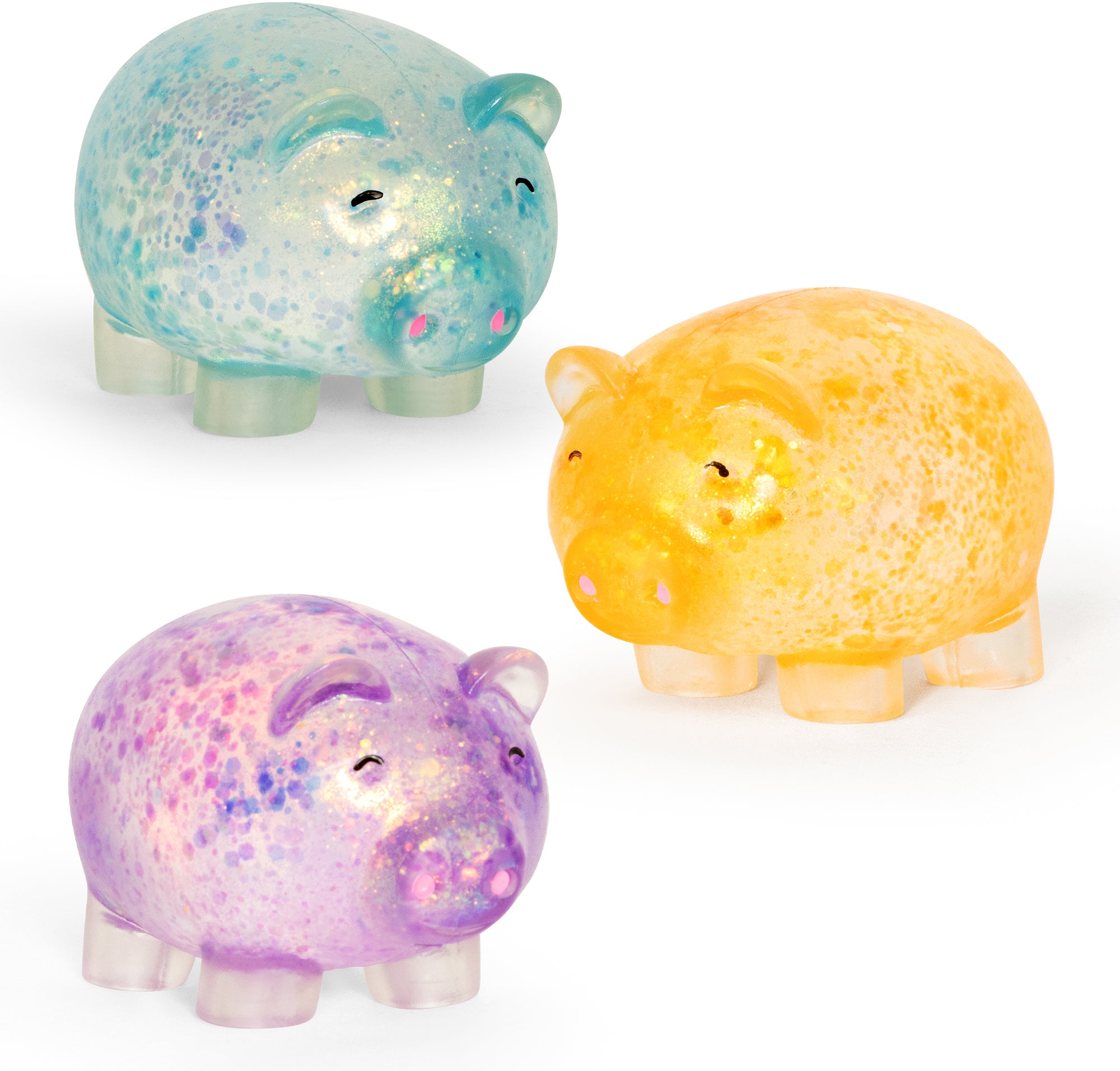 ROOST Fidget/Stressball Glitzerschwein – 6 × 6 × 8,5 cm