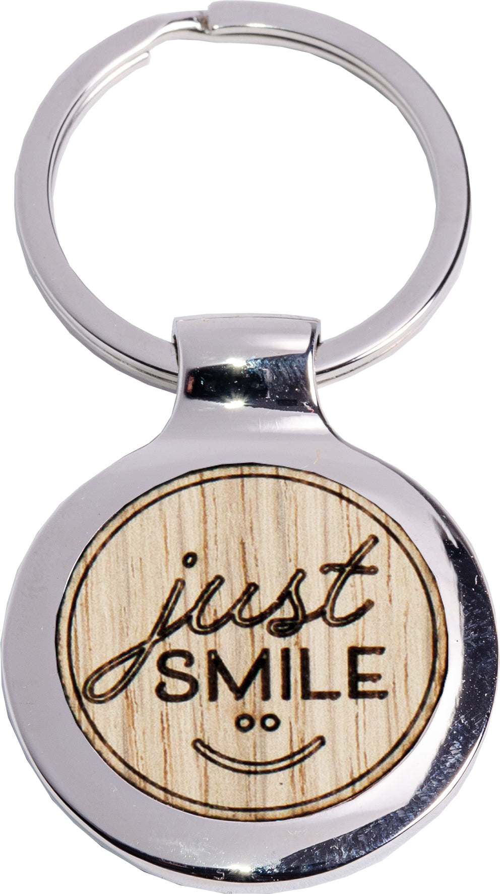 ROOST Schlüsselanhänger Just Smile, rund – 110 × 50 × 1 mm