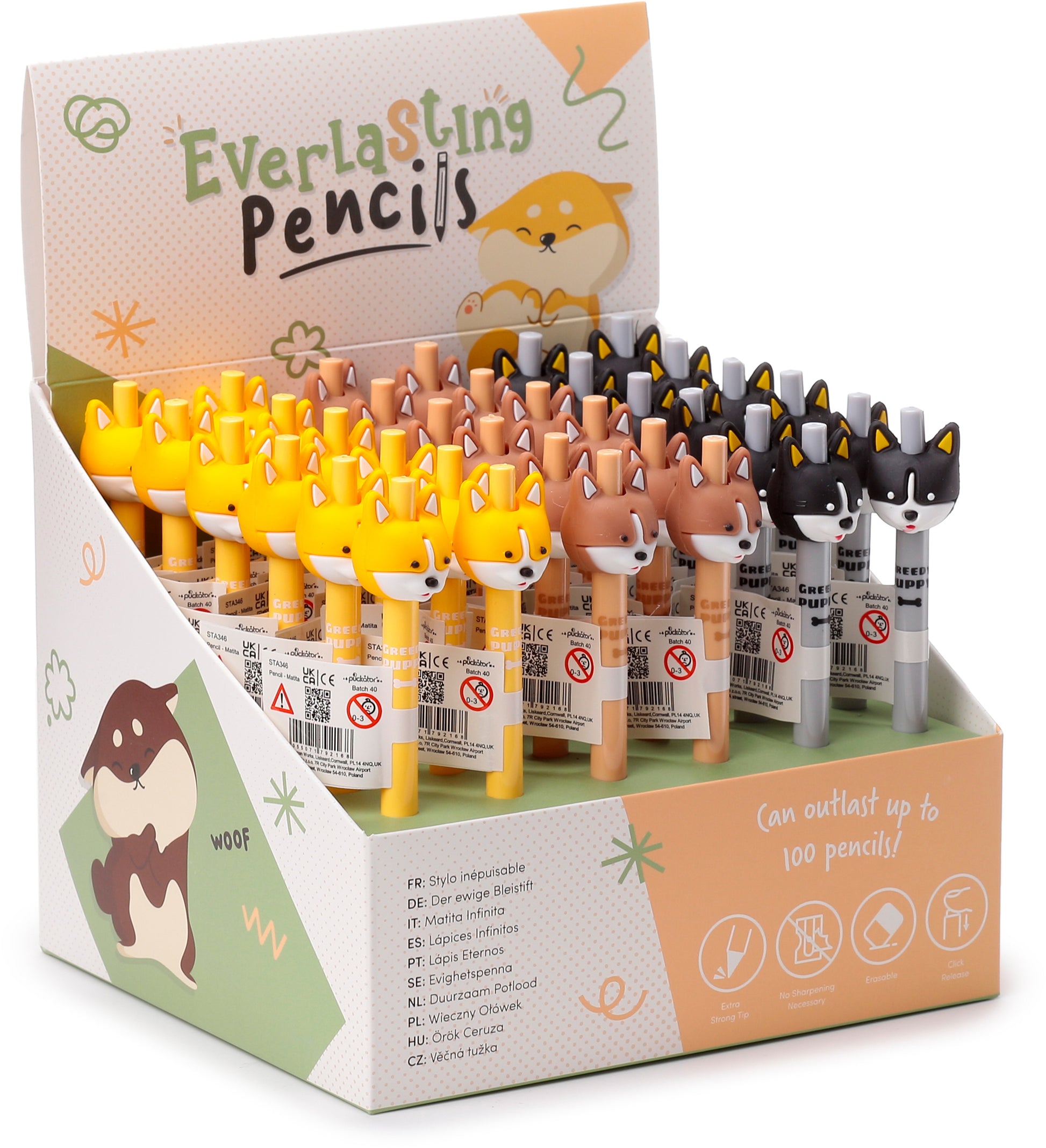 ROOST STA346 Bleistifte, Hund-Motive – 4er-Set