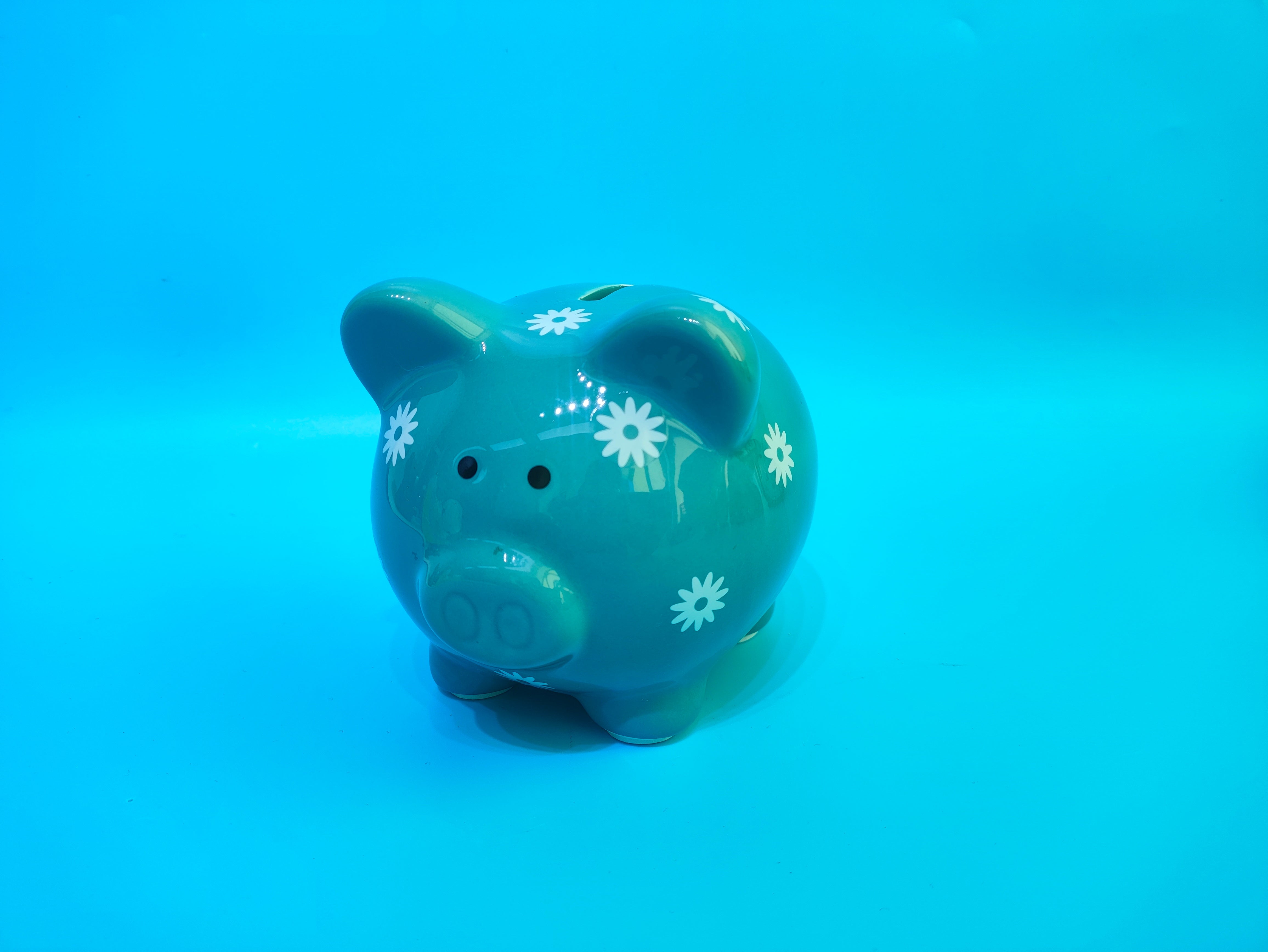 ROOST Sparschwein – Blau – 14 × 13 × 14 cm