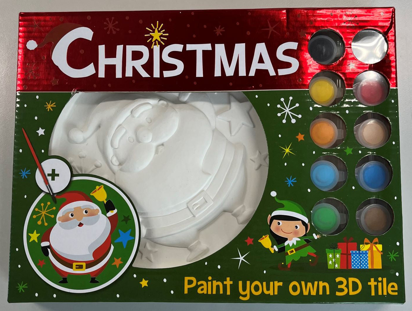 ROOST Bastelset zum Bemalen (3D-Kachel) – Weihnachten – 26,8 × 20,2 × 3,5 cm – TK346