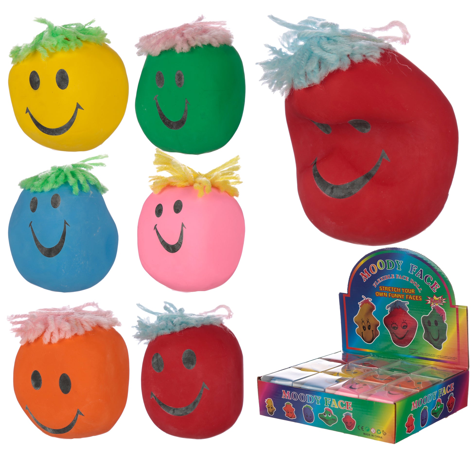 ROOST Antistressball Knautschkopf TY446 – Ø 6,5 cm – Mehrfarbig