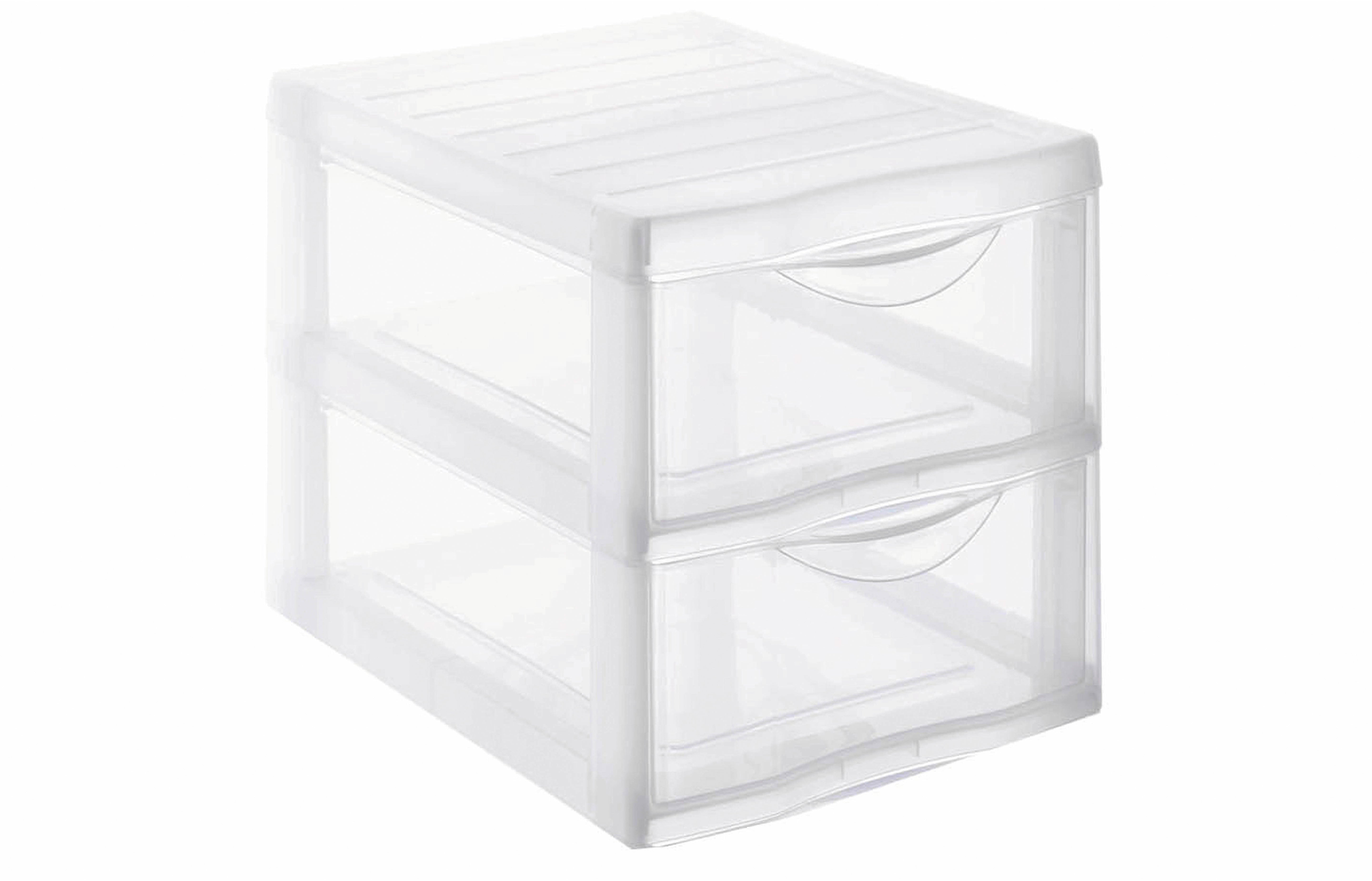 Rotho Optimo Schubladenelement – 2 Schubladen, für A4, transparent, Kunststoff, B 260 × H 250 × T 360 mm