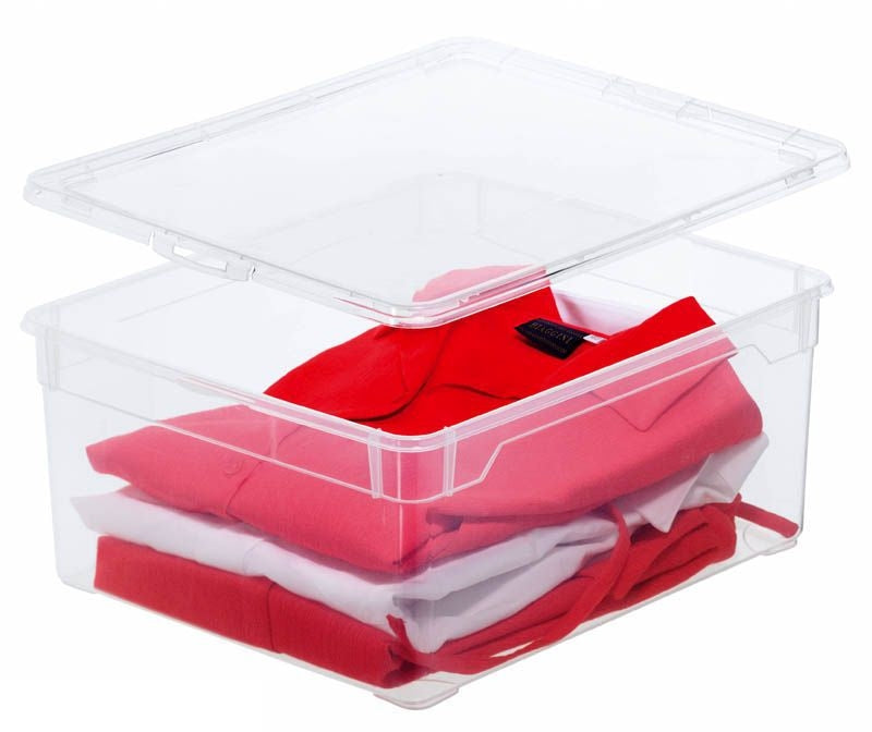Rotho Clear Aufbewahrungsbox 18 l (mit Deckel) – Kunststoff – transparent – stapelbar – 340 × 170 × 400 mm