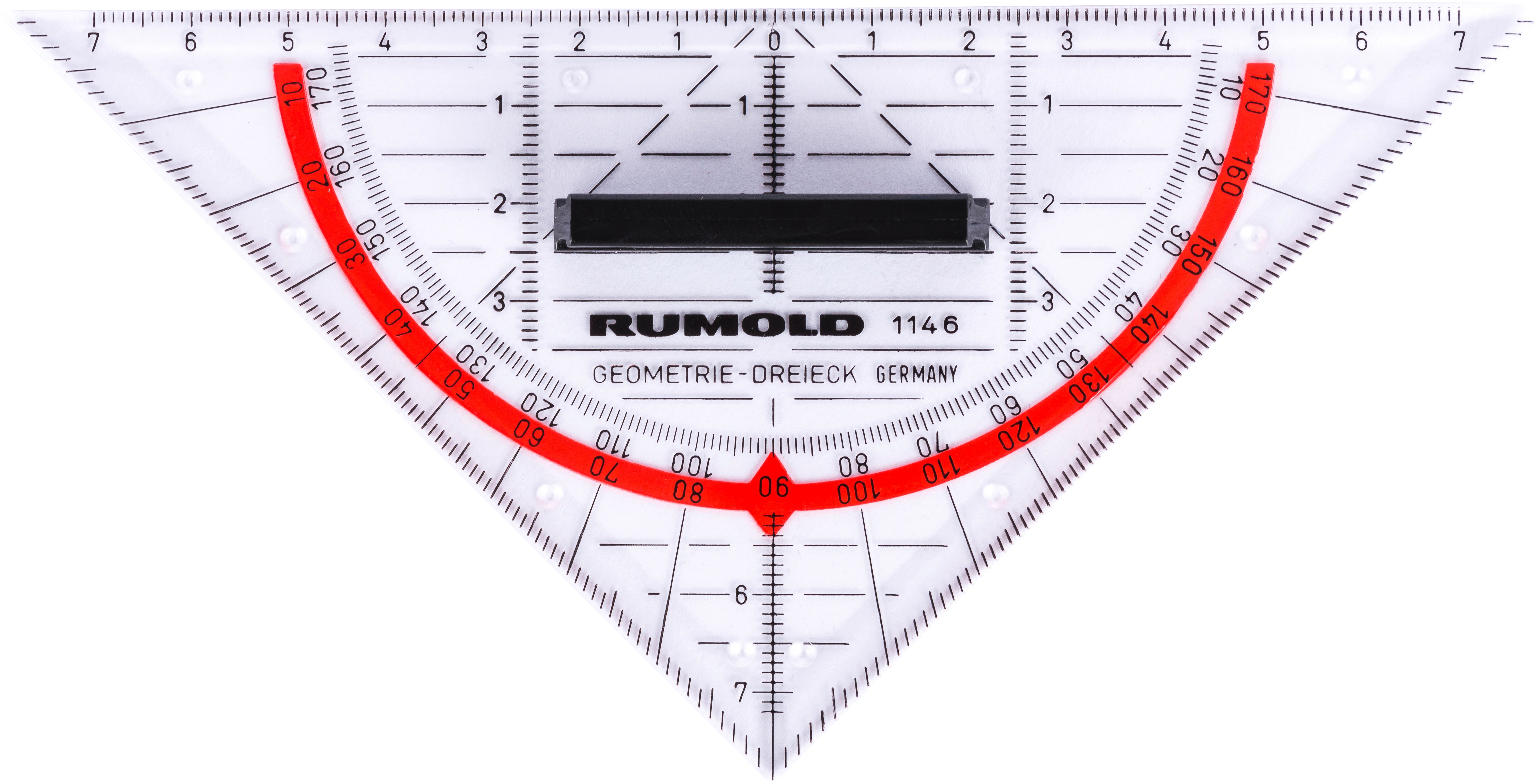 Rumold Geodreieck, 24,1 cm – mit abnehmbarem Griff, mit Tuschekante – Kunststoff