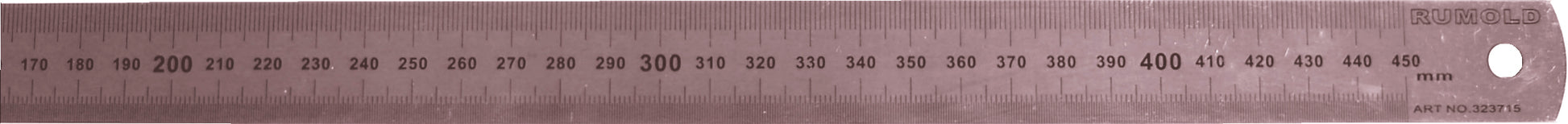 Rumold Lineal – Edelstahl – 49,5 cm – 0-Punkt Aussenkante, mm-/½mm-Teilung, schwer