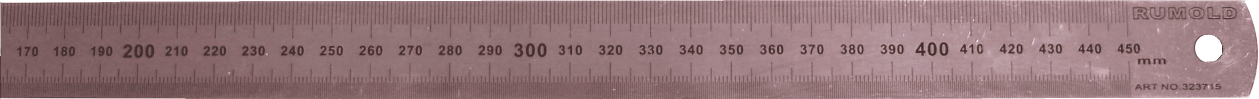 Rumold Lineal – Edelstahl – 49,5 cm – 0-Punkt Aussenkante, mm-/½mm-Teilung, schwer