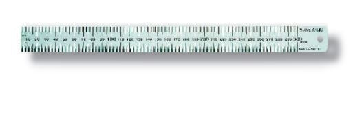 Rumold Lineal – Edelstahl – 65 cm – Nullpunkt an Aussenkante, Aufhängloch, schwere Ausführung – Skala mm/½mm