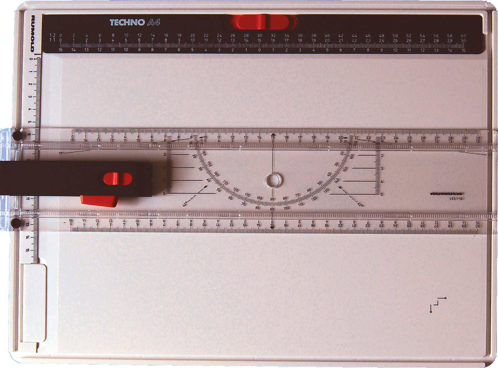 Rumold Techno Zeichenplatte 30,7 × 39,7 cm, inkl. Parallel-Zeichenschiene, Kunststoff
