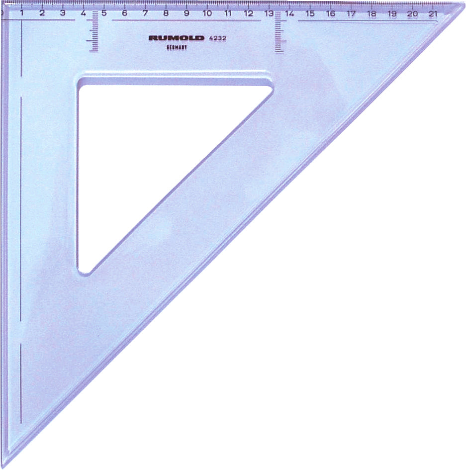 Rumold Zeichendreieck, 29,5 cm, 45° – mit Tuschekante – Kunststoff, blau-transparent