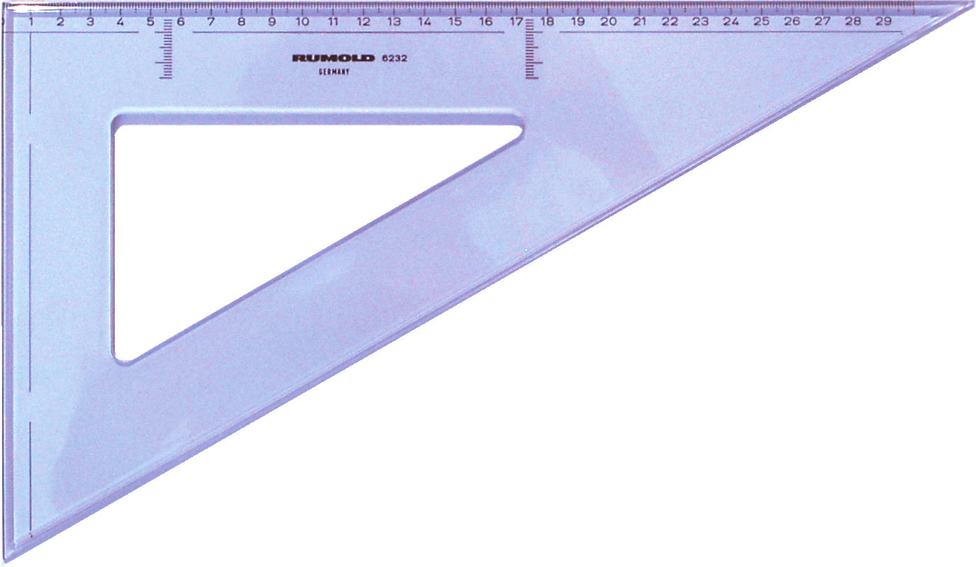 Rumold Zeichendreieck, 39,2 cm, 60° – Kunststoff, blau-transparent