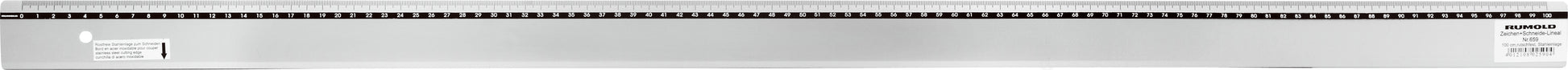 Rumold Schneidelineal – Aluminium – 100 cm – Stahkante, rutschfest, Tuschekante – Skala cm/mm