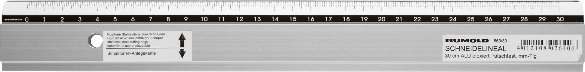 Rumold Schneidelineal – Aluminium – 42 cm – Stahlkante, rutschfest, Facette