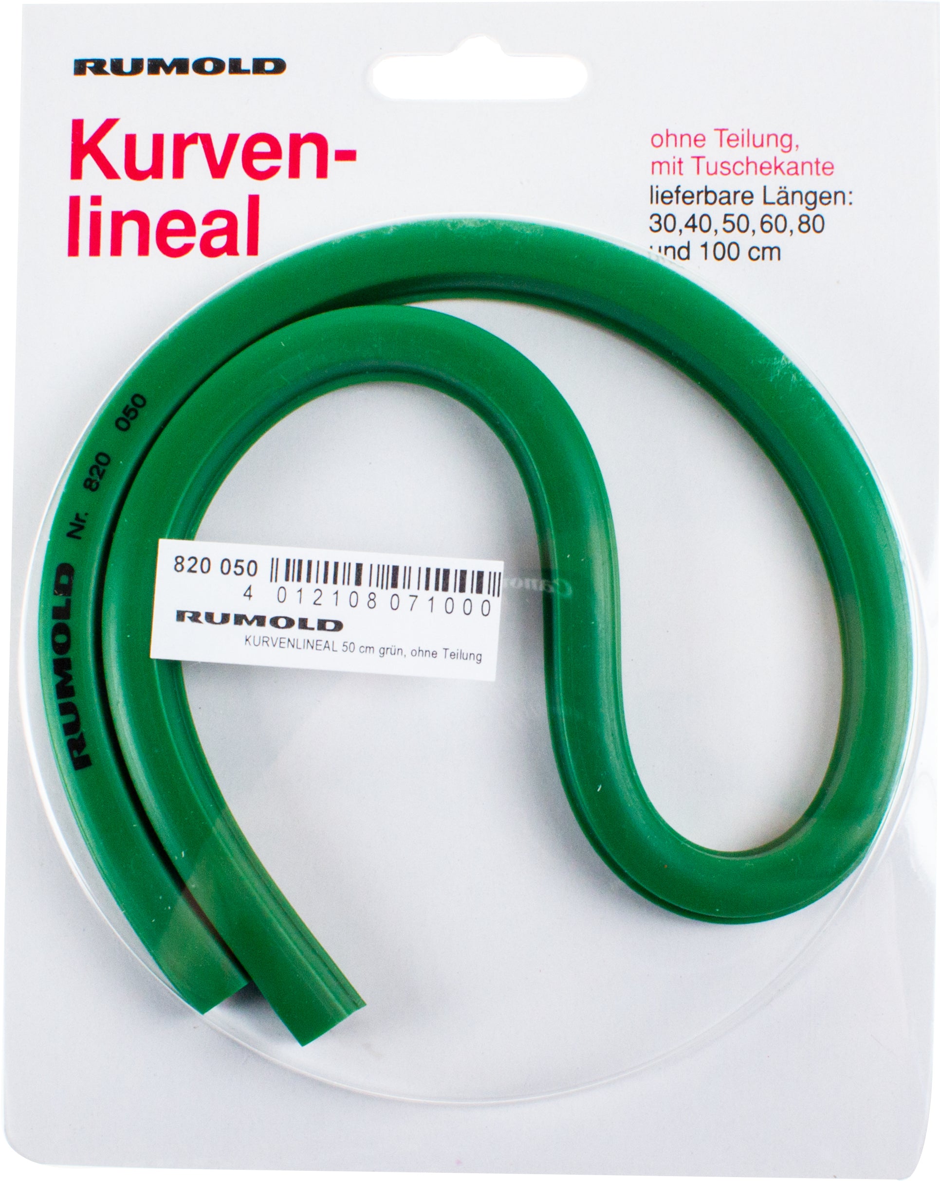 Rumold Kurvenlineal – 17,5 cm – Tuschekante, flexibel – Grün