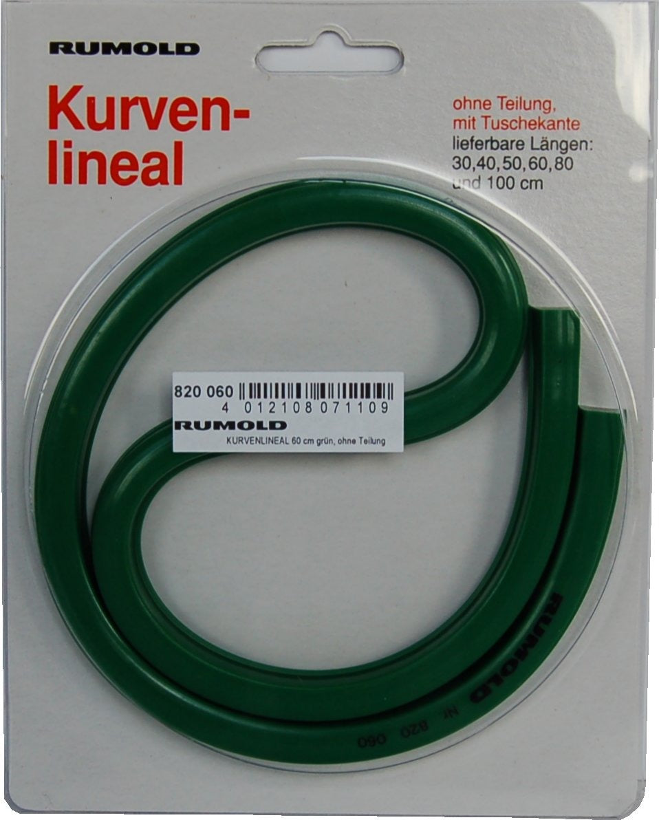 Rumold Kurvenlineal – 17,6 cm – Tuschekante, flexibel – grün