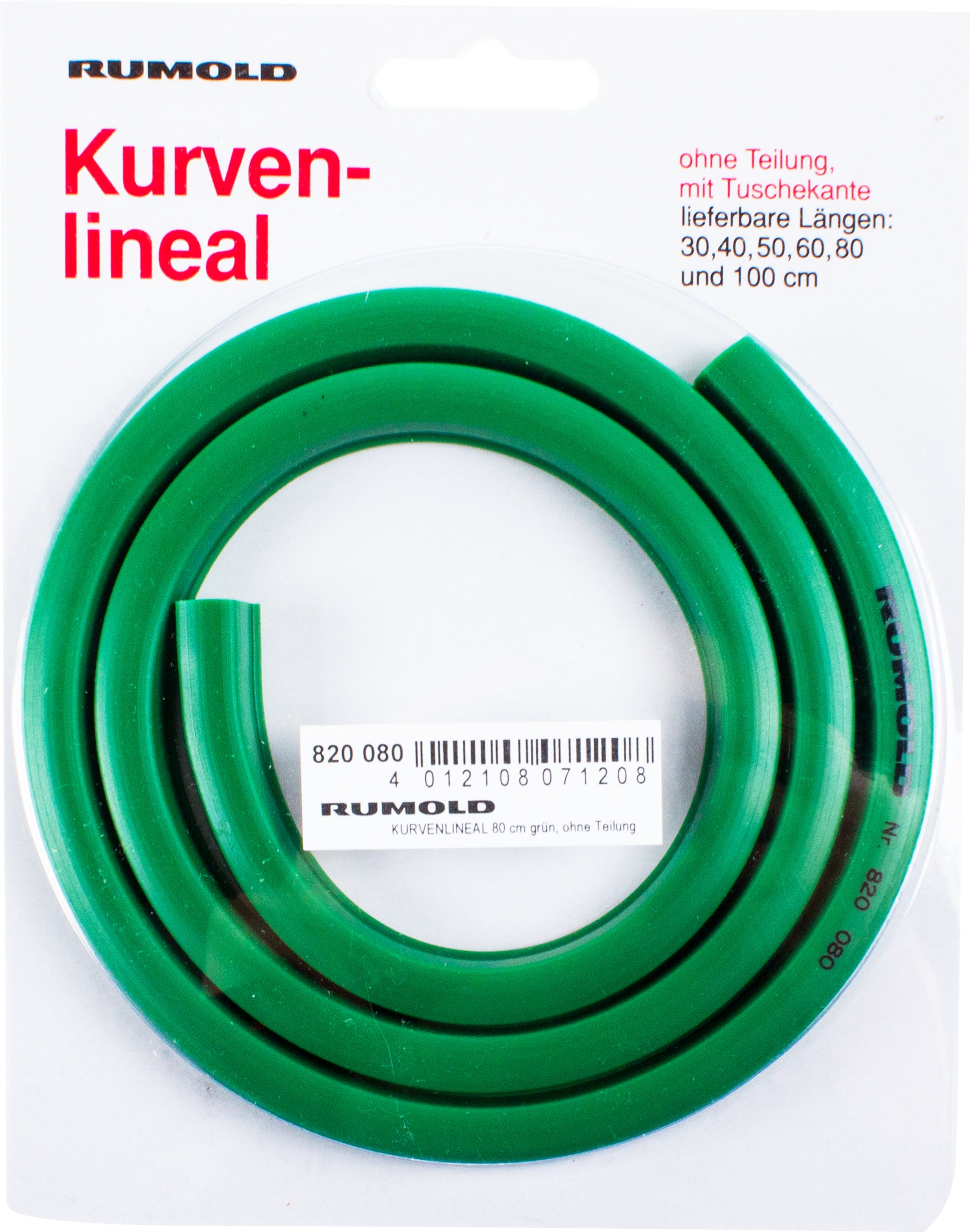 Rumold Kurvenlineal – 80 cm – Kunststoff – Tuschekante, flexibel – grün