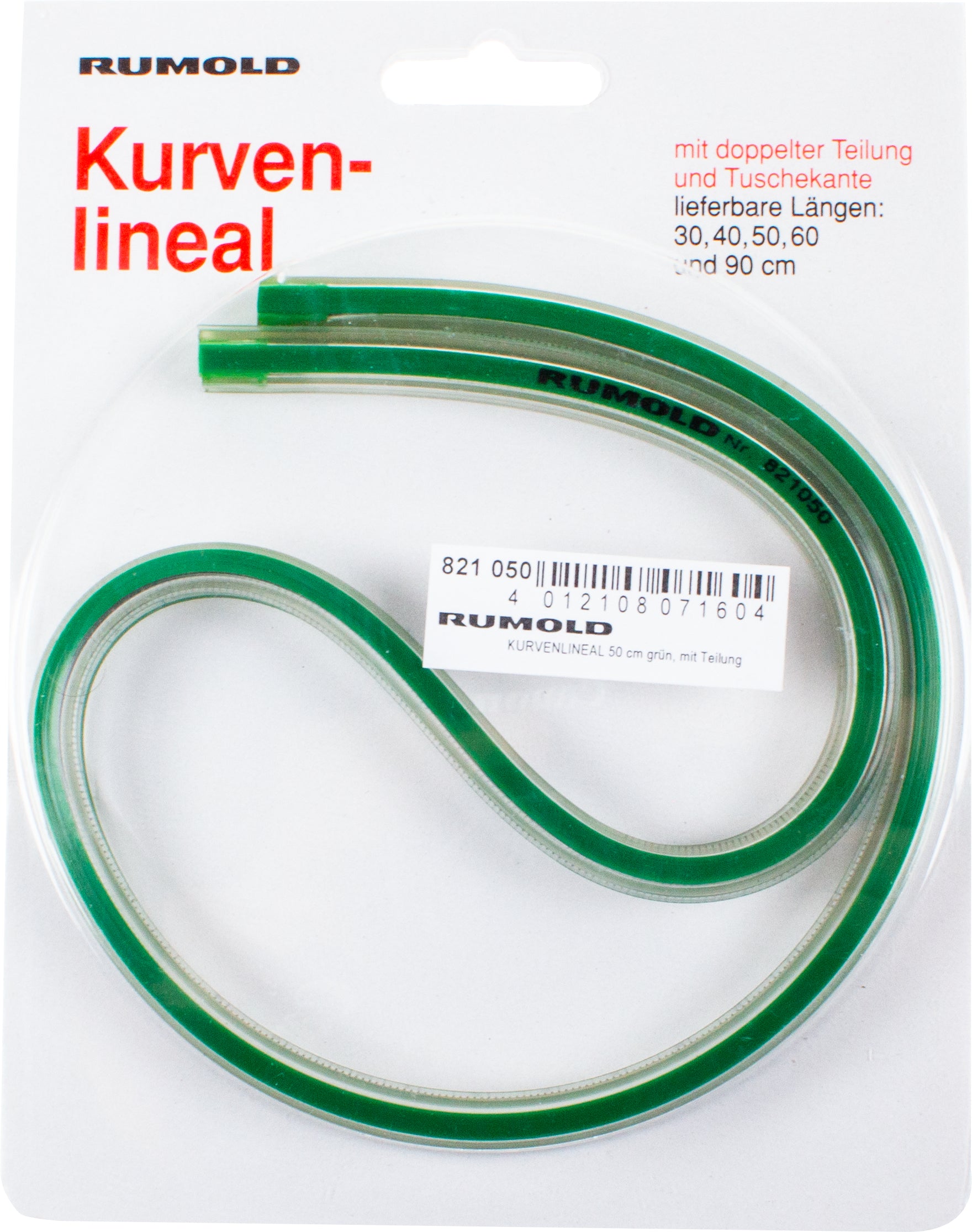 Rumold Kurvenlineal – 17,1 cm – Tuschekante, flexibel – Grün