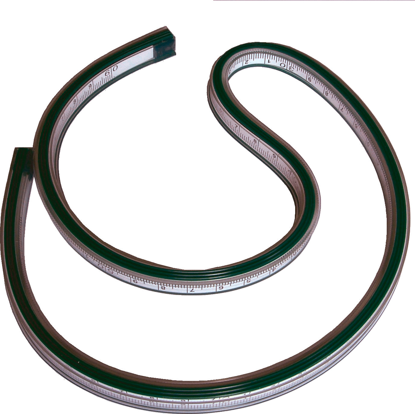 Rumold Kurvenlineal – 17,7 cm – Kunststoff – Tuschekante, flexibel – Skala mm – grün