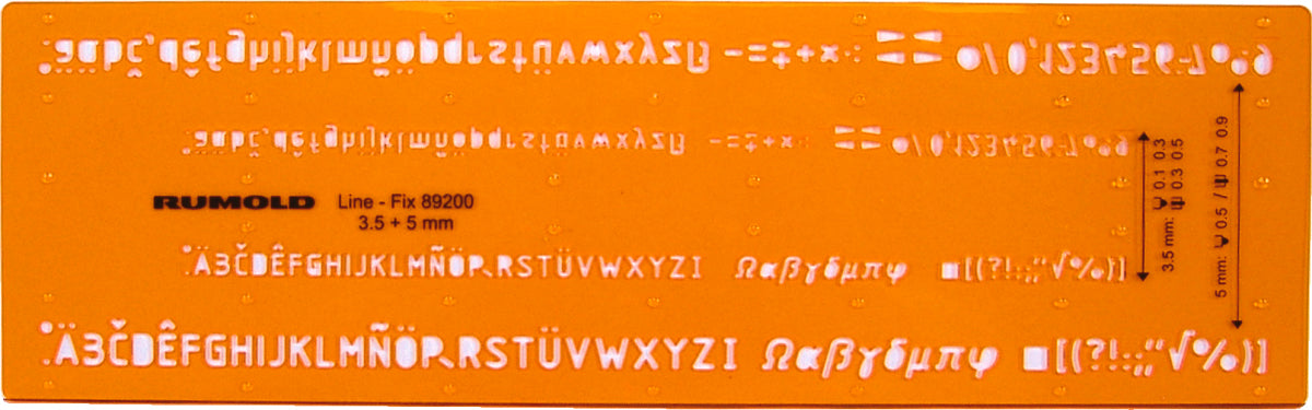 RUMOLD – Schriftschablone, 32,7 × 9 cm, Schrifthöhe 3,5/5 mm