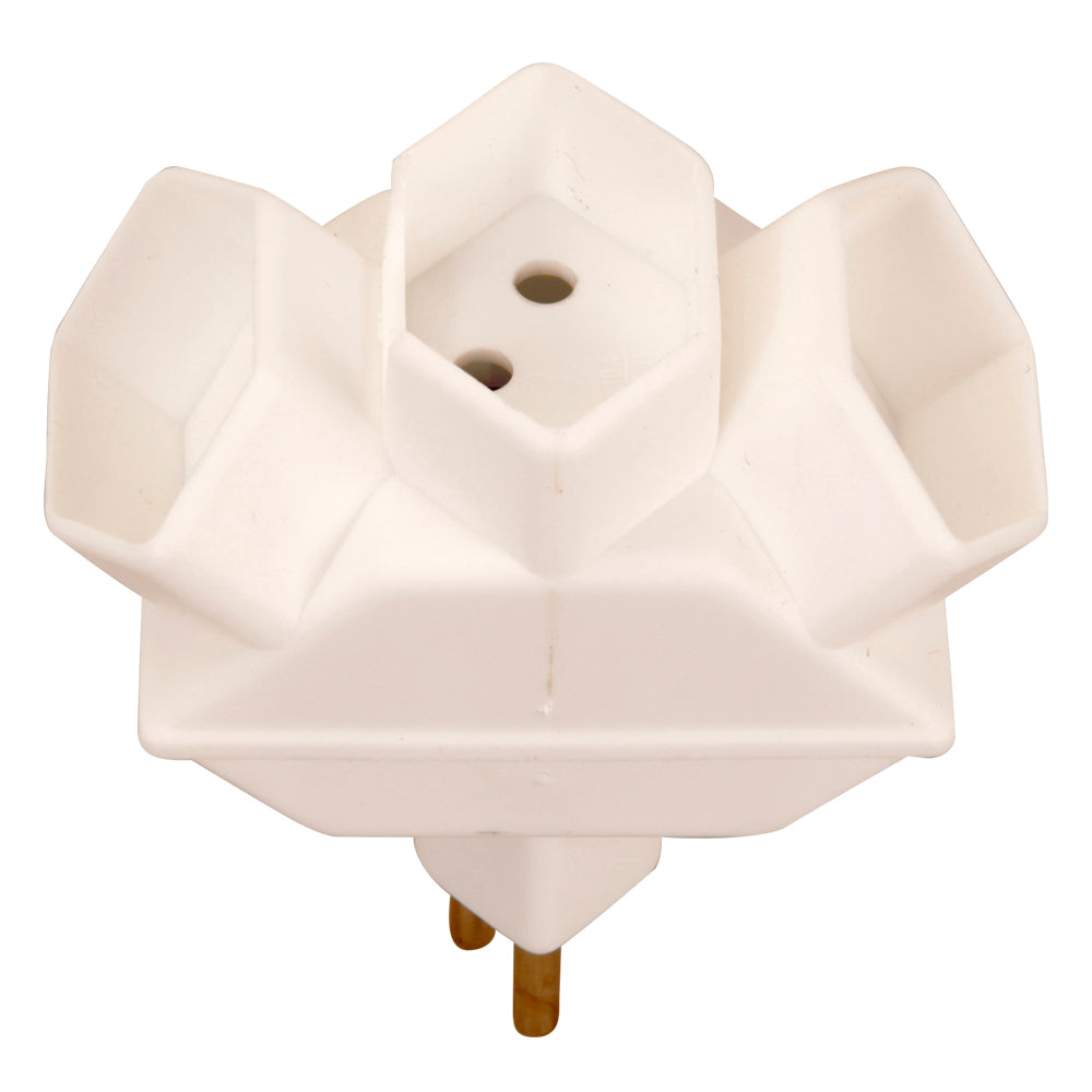 S-electro 04.500.1W Abzweigstecker T12 zu 3× T13 – mit Kinderschutz, Weiss